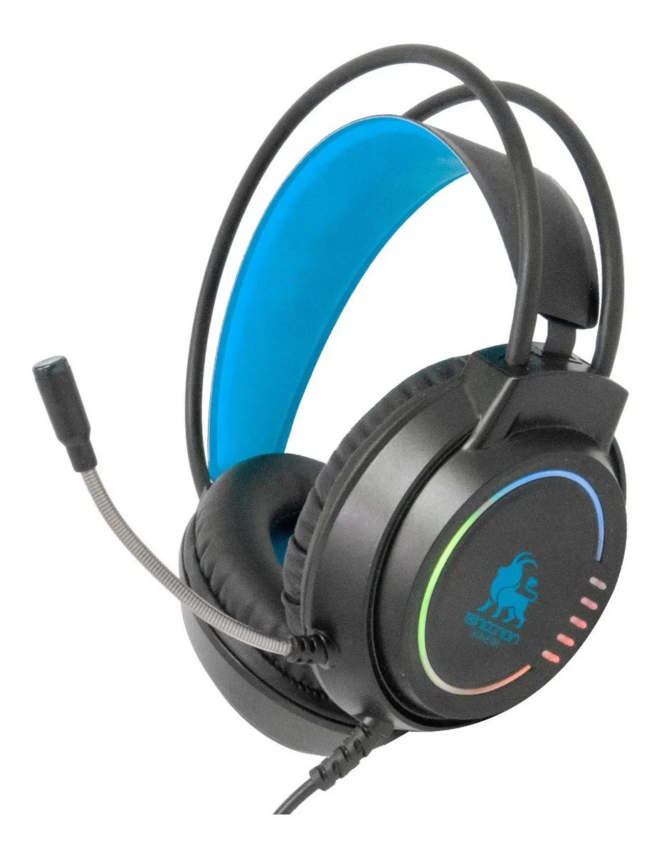 AUDIFONOS HEADSET GAMING OVER-EAR NBHG KIMERA RGB ALAMBRICO 3.5MM USB PC CONSOLAS CELULAR MICROFONO FLEXIBLE INC ADAPTADOR AZUL