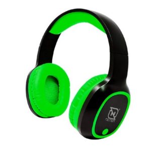 AUDIFONOS OVER-EAR BLUETOOTH NBH-04 PRO ALTA POTENCIA RADIO FM MICRO SD 3.5MML MANOS LIBRES NEGRO/VERDE