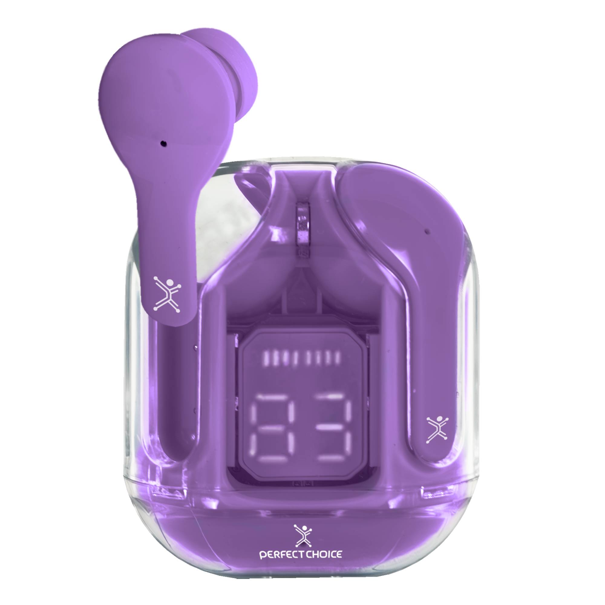 Audífonos Inalámbricos Bluetooth Transparentes ClearBeat Color Morado | PERFECT CHOICE