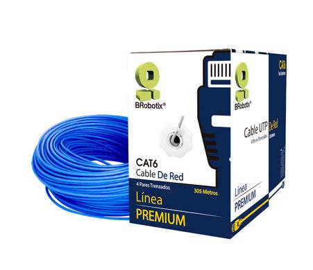 Bobina UTP, CAT6, 305 m, Interior, Azul, CCA, en Caja Protectora, c/Tubo Despachador, Metreada, Ideal p/RED / CCTV, BROBOTIX 6006795