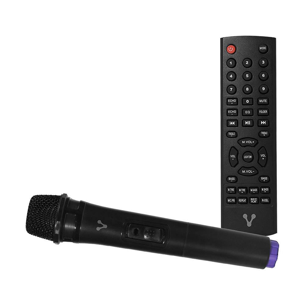 Bocina Vorago KSP-530 Bafle Karaoke speaker, Micro SD, Bluetooth 5.0, USB, 3.5 mm, TWS, Radio FM, Incluye micrófono inalámbrico y control remoto