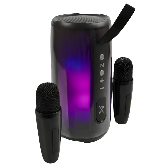 Bocina portátil transparente con micrófonos 15W Contra Agua Cosmo Color Negro | PERFECT CHOICE