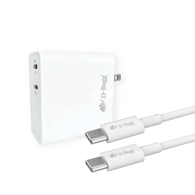 CARG PARED DBUGG TIPO C 65W DB-PD64 Cargador de pared / Con conectores duales de carga ultra rápida / Trabaja con potencia de 65 W.