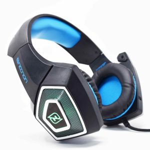 HEADSET GAMING OVER-EAR NBHG DRAGON LED ALAMBRICO DIADEMA FLEXIBLE CON VIBRACION MICROFONO 3.5MM USB PC CONSOLAS CELULAR C/ADAPTADOR AZUL