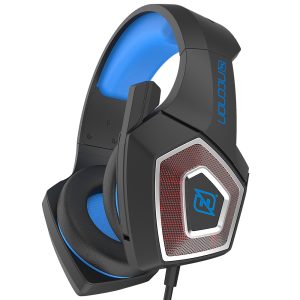 HEADSET GAMING OVER-EAR NBHG DRAGON LED ALAMBRICO DIADEMA FLEXIBLE CON VIBRACION MICROFONO 3.5MM USB PC CONSOLAS CELULAR C/ADAPTADOR AZUL