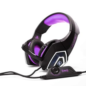 HEADSET GAMING OVER-EAR NBHG DRAGON LED ALAMBRICO DIADEMA FLEXIBLE CON VIBRACION MICROFONO 3.5MM USB PC CONSOLAS CELULAR C/ADAPTADOR FUCSIA