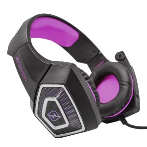 HEADSET GAMING OVER-EAR NBHG DRAGON LED ALAMBRICO DIADEMA FLEXIBLE CON VIBRACION MICROFONO 3.5MM USB PC CONSOLAS CELULAR C/ADAPTADOR FUCSIA