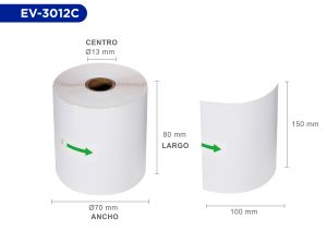 EVOTEC CAJA CON 16 ROLLOS DE ETIQUETAS TERMICAS 10*15cm EV-3012C