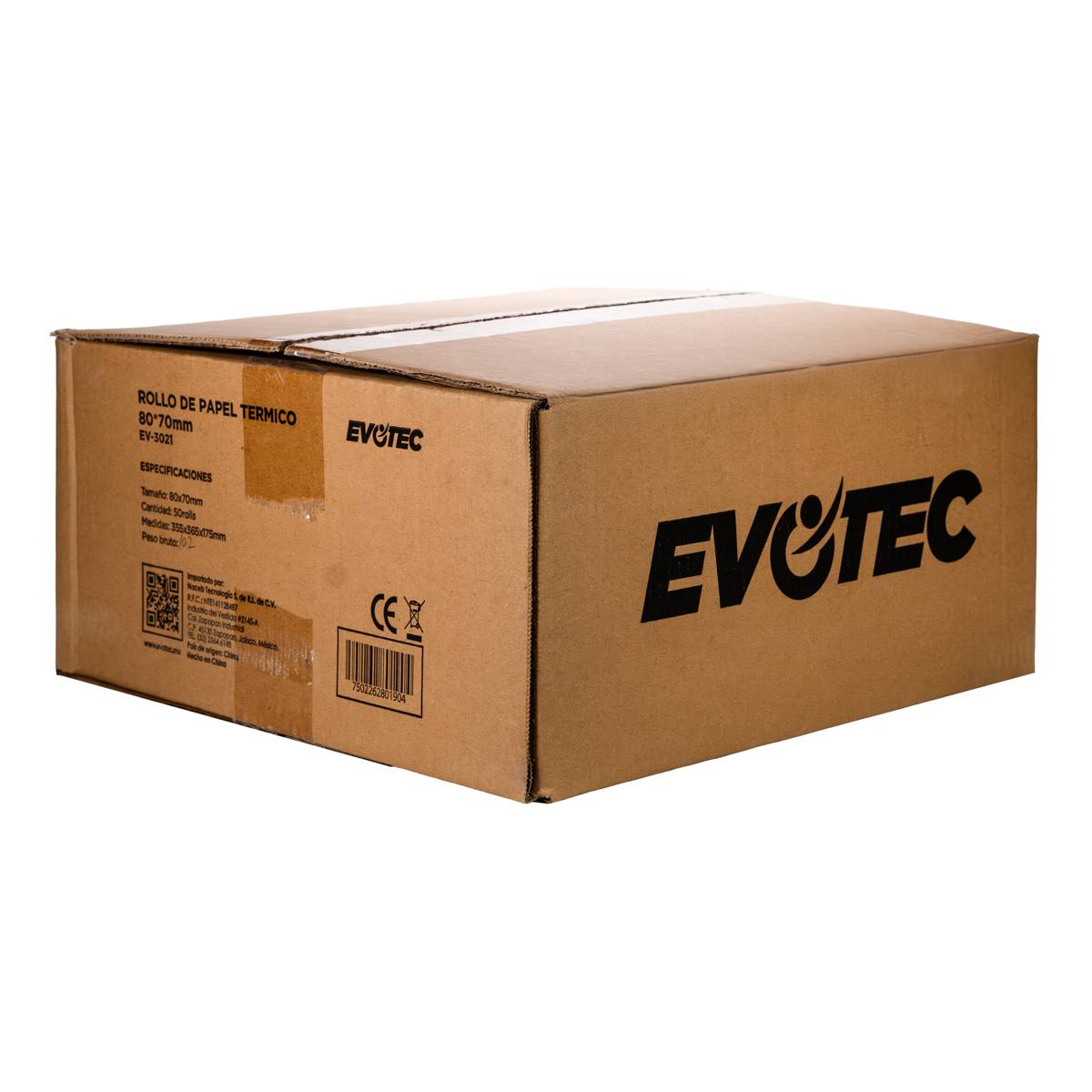EVOTEC CAJA CON 50 ROLLOS DE PAPEL TERMICO 80*70mm EV-3021 C