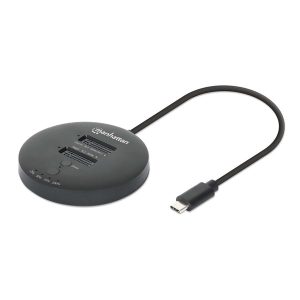 Gabinete USB-C SSD (130752) MANHATTAN Estación de acoplamiento con 2 bahías para clonación de SSD M.2 NVMe de hasta 8 TB