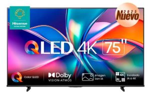 Televisor Hisense 75QD6QV, 75 pulgadas, QLED, QUANTUM DOT, 4K UHD, 3840 x 2160 Pixeles, VIDAA SMART TV