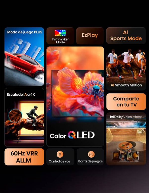 Televisor Hisense 75QD6QV, 75 pulgadas, QLED, QUANTUM DOT, 4K UHD, 3840 x 2160 Pixeles, VIDAA SMART TV