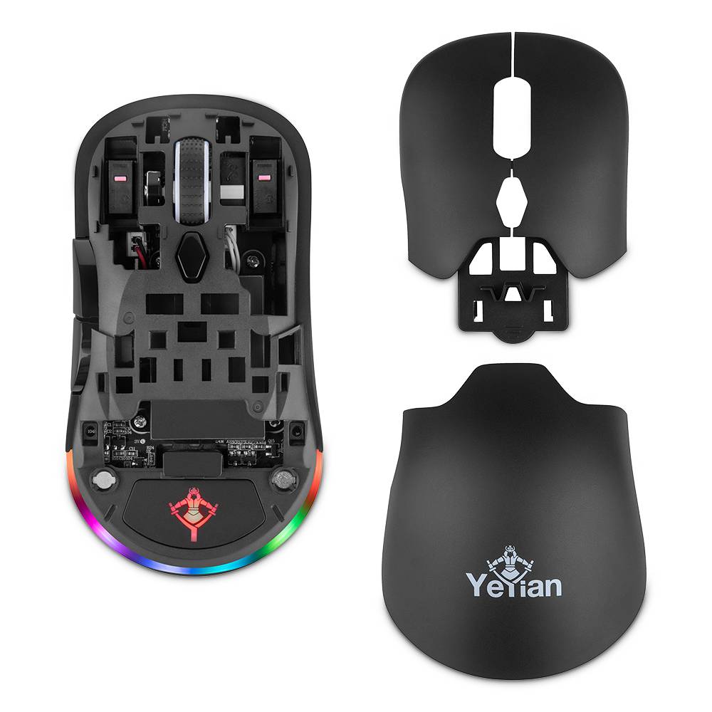 YEYIAN MOUSE GAMER SHIFT 3 EN 1 CON RGB, HASTA 26000 DPI, CONEX 2.4 GHZ, 2 FUNDAS INTERCAMBIABLES INC, ILUMINACION RGB CUSTOM, MOD. YGM-WWRB-01