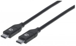 Cables USB-C MANHATTAN USB-C macho a USB-C macho, USB C, USB C, Macho/Macho, 2 m, Negro