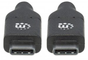 Cables USB-C MANHATTAN USB-C macho a USB-C macho, USB C, USB C, Macho/Macho, 2 m, Negro