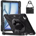FUNDA PROTECTOR CON CORREA, DE USO RUDO, GIRO 360°, PARA IPAD AIR 13 PULGADAS 2024, CON MICA, 6007426 BROBOTIX