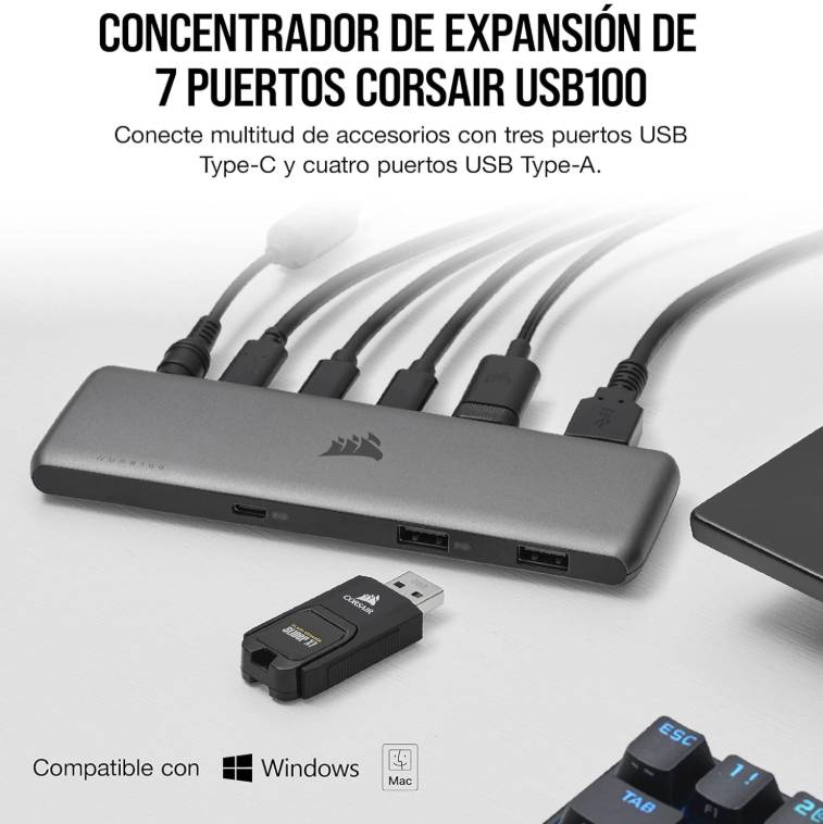 HUB CORSAIR USB-C 7-Port CU-9000003-NA