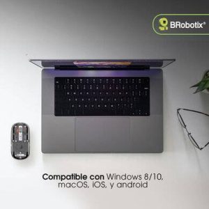 MOUSE INALÁMBRICO RECARGABLE, MODELO GLASS, CONEXIÓN BLUETOOTH 5.3/2.4 GHz, 1600 DPI, 6000823 BROBOTIX