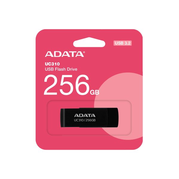 Memoria USB de 256GB UR310 3.2 Gen 1 (retro compatible 3.0 y 2.0), diseño material reciclado sin tapa. NEGRO. UC310-256G-RBK