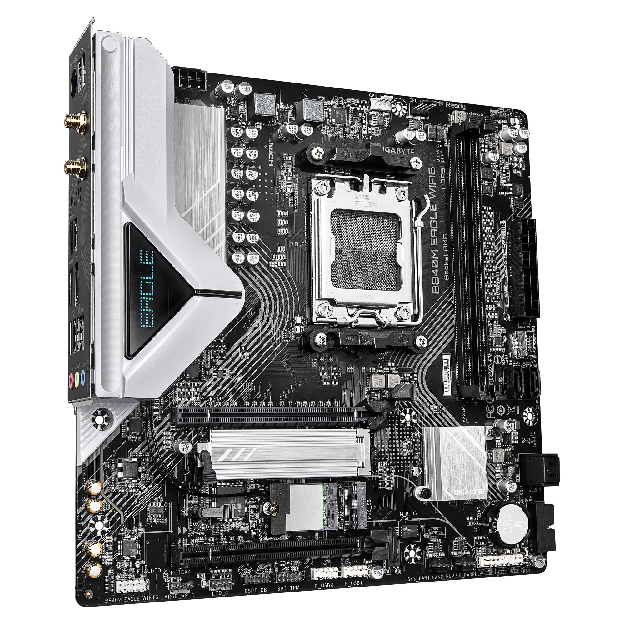 TARJETA MADRE GIGABYTE MICRO ATX, B840M EAGLE WIFI6, DDR5, AM5, 128 GB, PARA AMD
