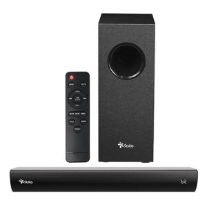 Barra de Sonido 2.1 Stylos STAB210B, conectividad múltiple Bluetooth, HDMI ARC, USB, Entrada AUX 3.5 mm