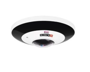 Cámara fisheye IP 6 MP, Lente 1,65 mm (360° for Ceiling Mount / 180° For Wall Mount) , de dia detecta hasta 90 mts , DDA , microfono, WDR, IP67
