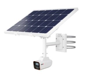 Cámara solar IP 4 MP, Lente 3.6 mm (92°), IR hasta 20 mts,IA reconocimiento de objetos,WDR,Onvif, Altavoz, microfono, IP67
