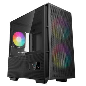 Gabinete Gaming DEEPCOOL CH360 DIGITAL (R-CH360-BKAPE3D-G-1), Mini-ITX/Micro-ATX, Cristal Templado, Pantalla Digital, 3 Ventiladores