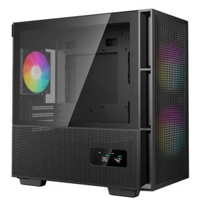 Gabinete Gaming DEEPCOOL CH360 DIGITAL (R-CH360-BKAPE3D-G-1), Mini-ITX/Micro-ATX, Cristal Templado, Pantalla Digital, 3 Ventiladores