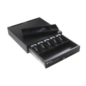 Cajón de Dinero Nextep NE-515R 5 monedas Ancho Uso Rudo Reforzado Riel Metálico color Negro