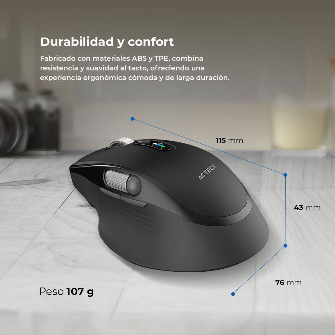 Mouse Inalámbrico Multidispositivo VIRTUOS PRO ULTRA MI777 ACTECK Batería recargable 500 mAh