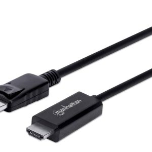 153201 Cable DisplayPort a HDMI 4k, Conector Macho DP a HDMI Macho, Longitud 1.8 m, Color negro.