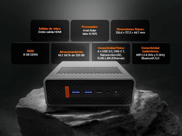Mini PC QIAN Atlas 3 Intel Jasper N5105 8GB RAM 128 GB
