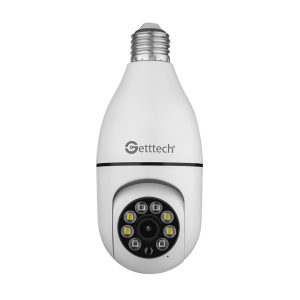 Cámara de Video vigilancia tipo Bombilla GETTTECH Wi- Fi -2 MP, Cobertura total con rotación de 355° horizontal y 90° vertical