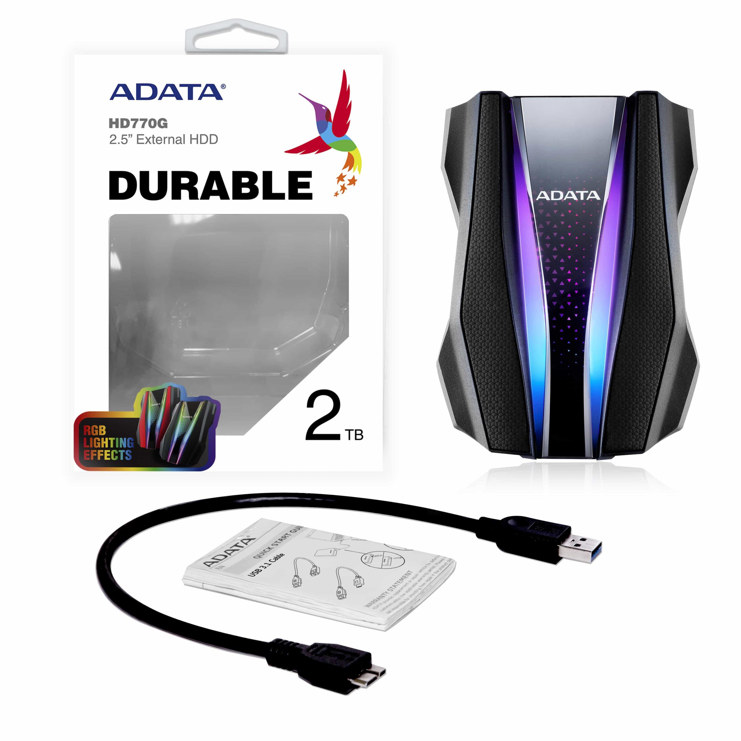 Disco Duro Externo ADATA HD770G, 1 TB, USB 3.2 Gen 1, 2.5 pulgadas, Negro