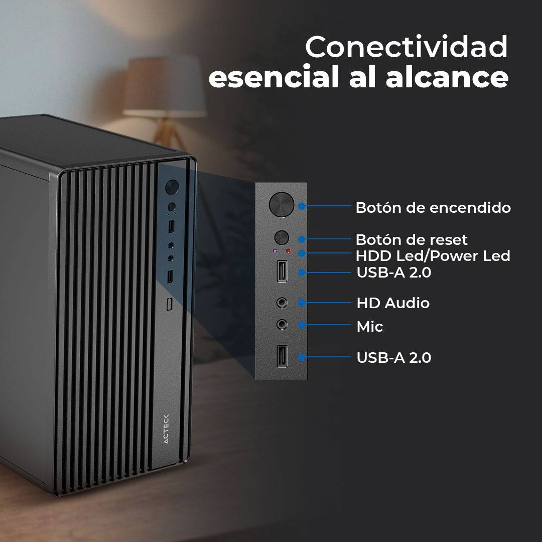 Gabinete Mini Torre PERFORMANCE MINI III GI210M ACTECK Factor Micro ATX- Mini ITX