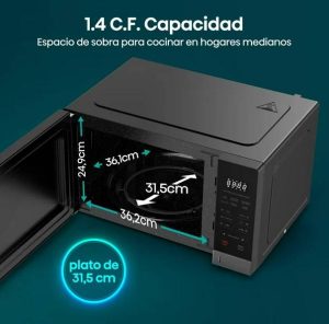 Horno de Microondas Hisense HMMS3411DSV, 1.4 pies, Negro Inox.