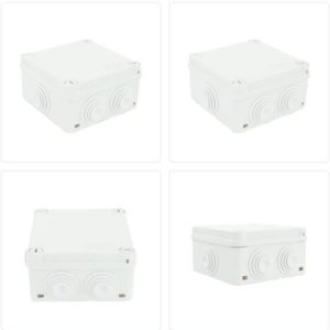 Caja Estanca de PVC Para Derivación y Conexión, 6 Entradas, Tapa con Tornillo de 1/4 de Vuelta, 100x100x50 mm (Área Interna), Uso Exterior IP55, Material