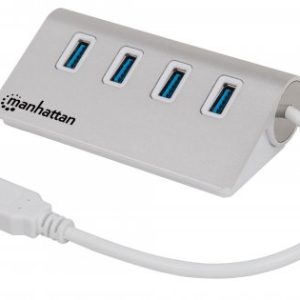 Hub USB MANHATTAN 163767, USB 3.0, 5000 Mbit/s, 4 x USB 3.0 A, Blanco, 4 puertos