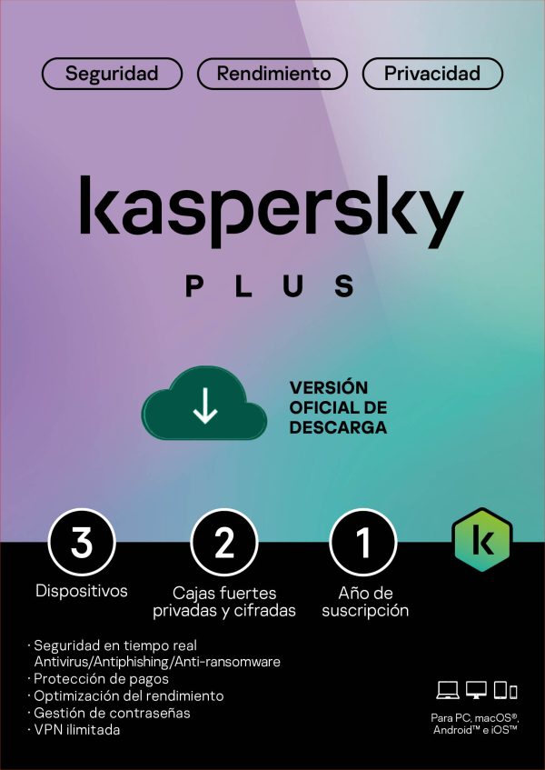 Kaspersky Plus 3 Dispositivos 1 Año (Internet Security)