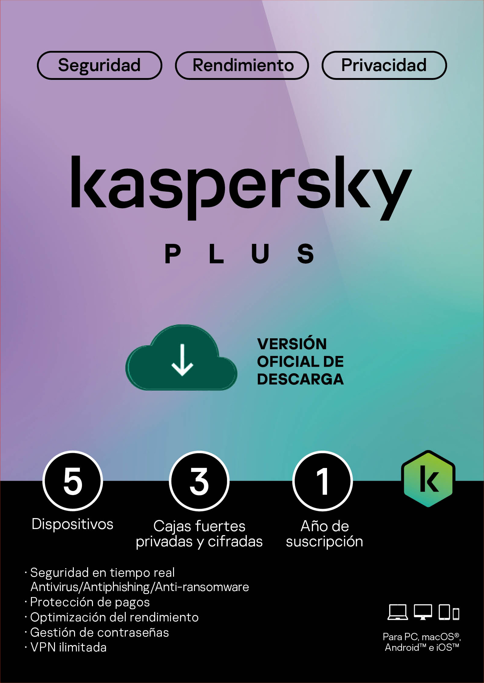 Kaspersky Plus 5 Dispositivos 1 Año (Internet Security)