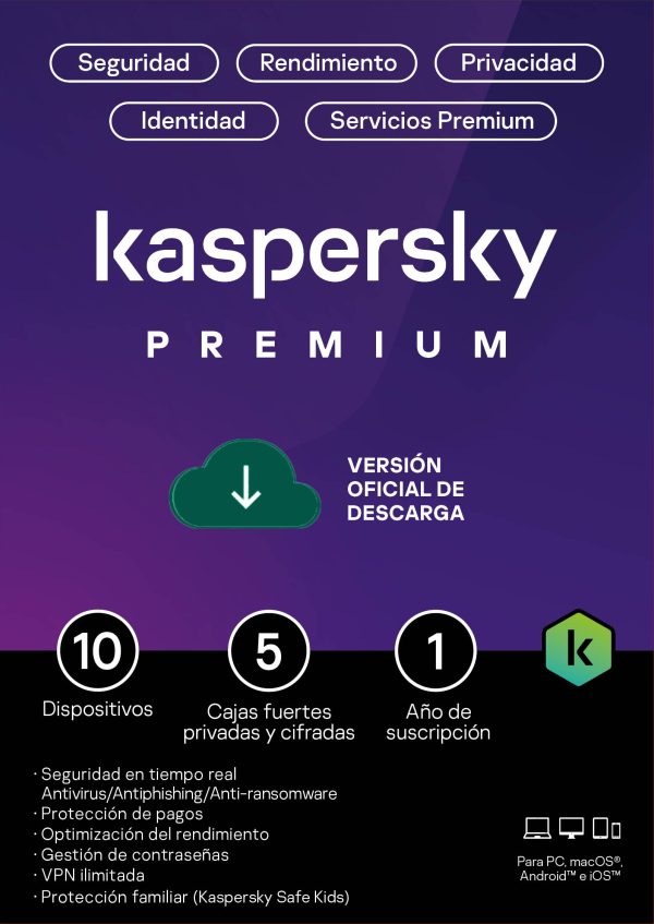 Kaspersky Premium 10 Dispositivos 1 Año (Total Security)