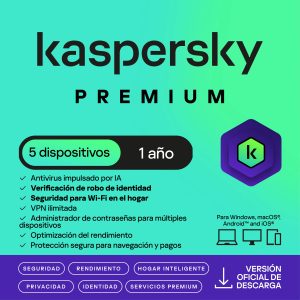 Kaspersky Premium 5 Dispositivos 1 Año Descarga Electrónica
