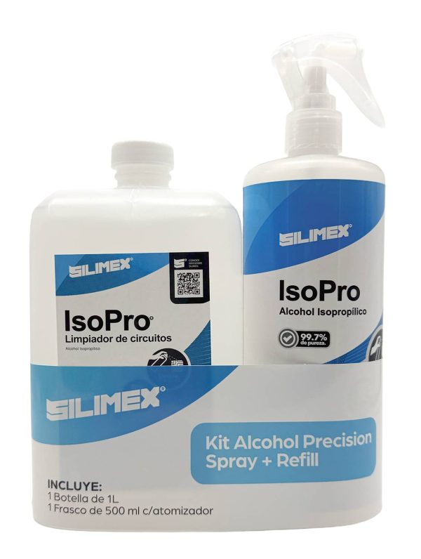 Kit Silimex Alcohol Isopropilico Refil 1 Lt + Alcohol iso Mini-Trigger precision spray 500 ml (CY-P)
