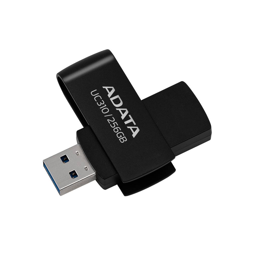 Memoria USB de 256GB UR310 3.2 Gen 1 (retro compatible 3.0 y 2.0), diseño material reciclado sin tapa. NEGRO. UC310-256G-RBK