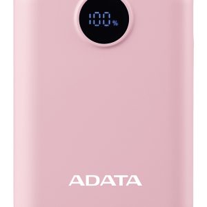 PowerBank ADATA C100 de 10,000 mAh. Carga simultánea de 2 dispositivos. Con indicador LED de carga. Color ROSA. PC10022-12PK