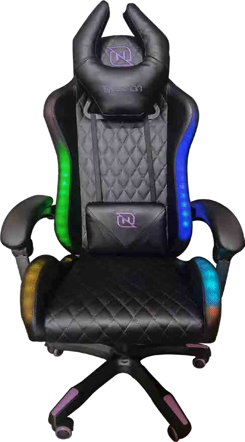 SILLA GAMER RGB INCLINACION RESPALDO 145 CLASE 4 140-150KG NSG-RGB1 FOAM 350MM 63CM*64CM*121-131CM COJIN LUMBAR Y CABEZA NEGRO/FUSCIA