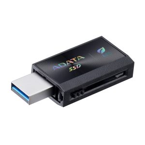 SSD Externo ADATA SC730 512GB. conectores dobles USB-C y USB-A integrados (USB 3.2 Gen2). 600 MB/s de lectura/escritura. Color NEGRO. SC730-512G-CACTI