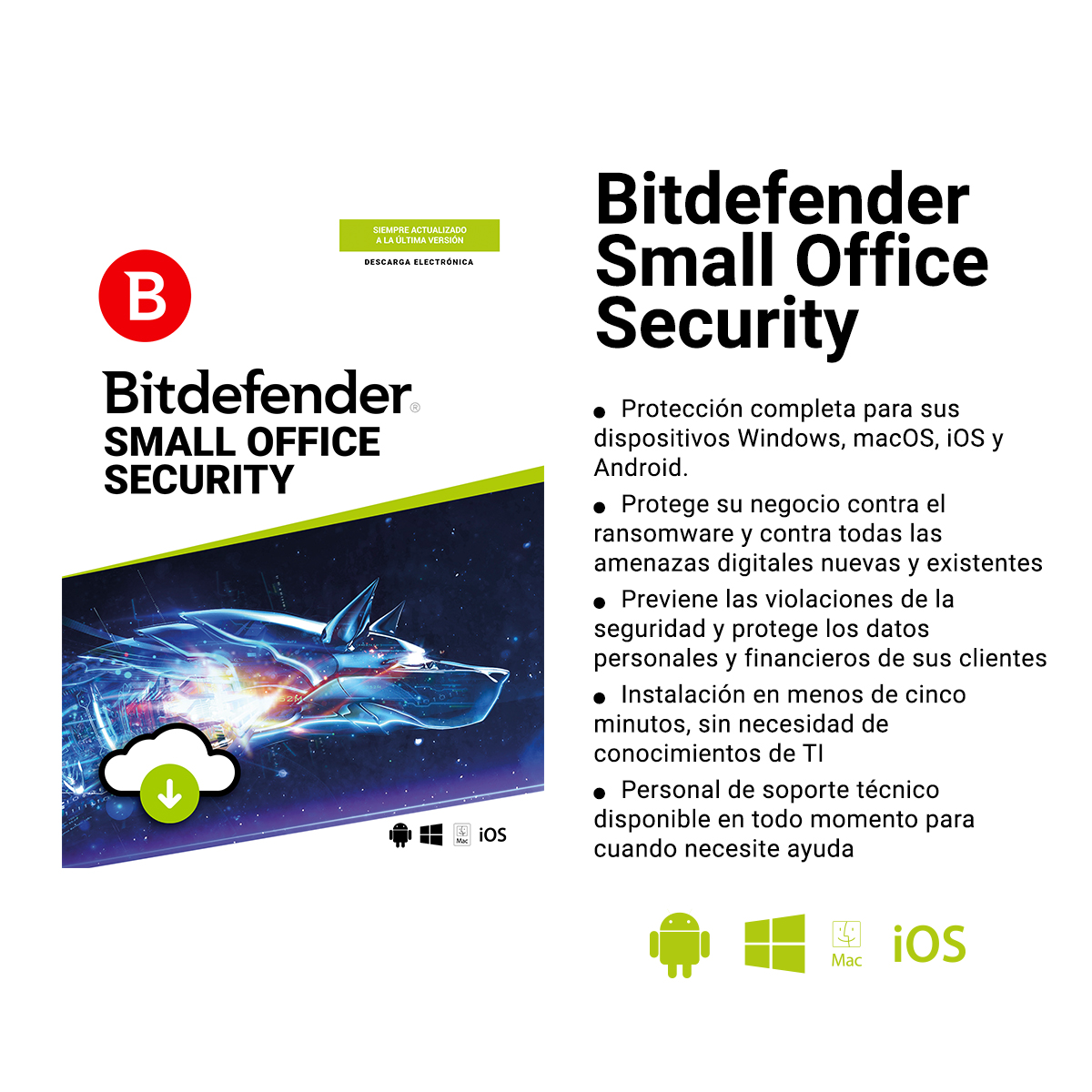 Small Office Security BITDEFENDER ESD, 5 usuarios, 1 año