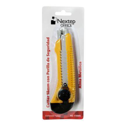 Cutter Plástico Nextep NE-178MS Grande Navaja de 18mm Alma de Metal y Perilla de Seguridad